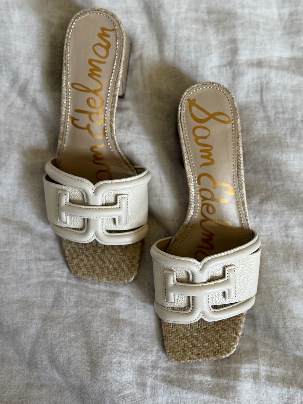 Sam Edelman Cream Open-Toe Slide Sandals - Picture 10 of 10